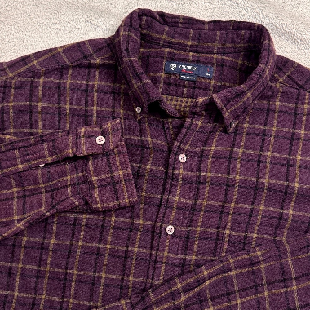 Cremieux Classics Mens Button Down Shirt‎ Long Sleeve Plaid Purple Size Large